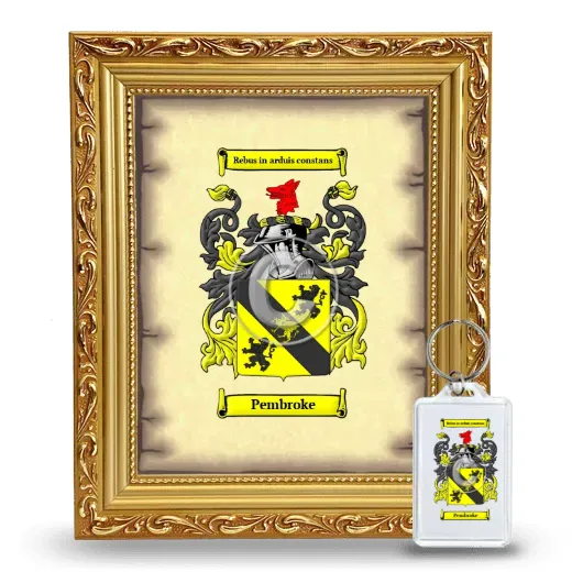Pembroke Framed Coat of Arms and Keychain - Gold