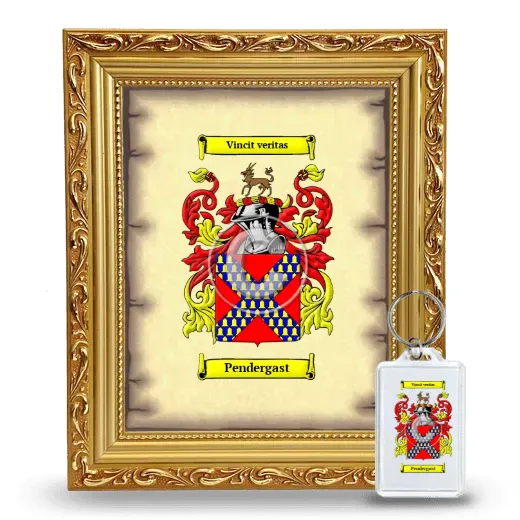 Pendergast Framed Coat of Arms and Keychain - Gold