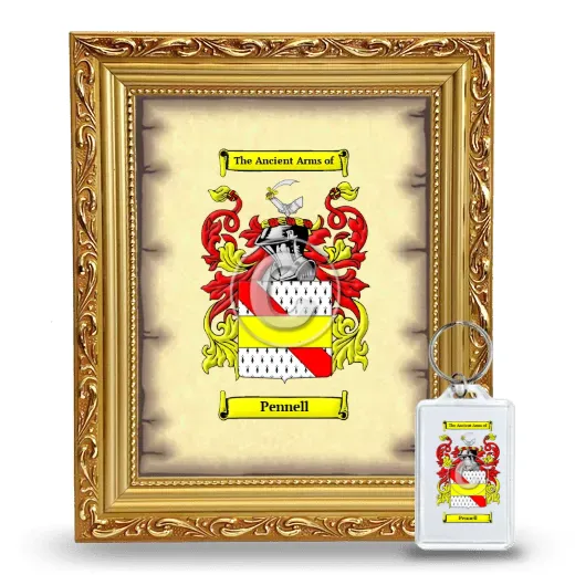Pennell Framed Coat of Arms and Keychain - Gold