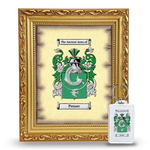 Penser Framed Coat of Arms and Keychain - Gold