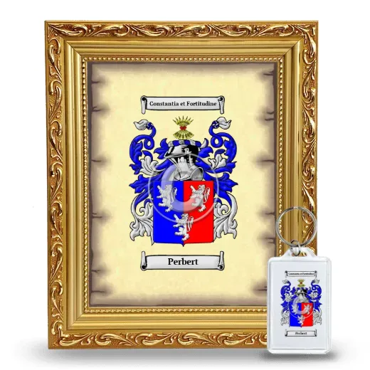 Perbert Framed Coat of Arms and Keychain - Gold