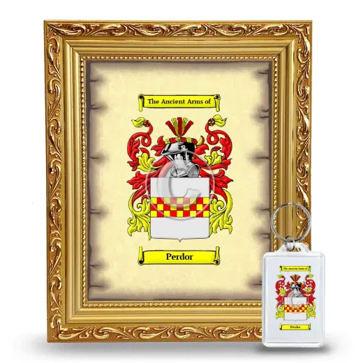 Perdor Framed Coat of Arms and Keychain - Gold