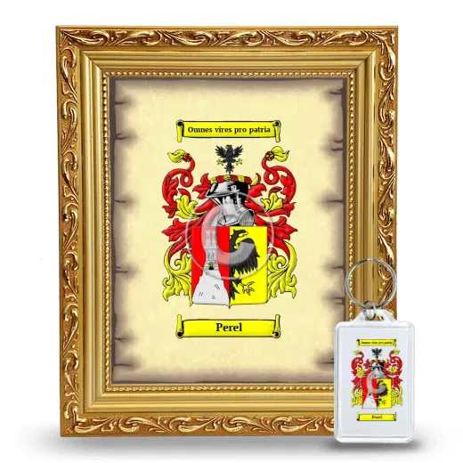 Perel Framed Coat of Arms and Keychain - Gold