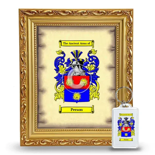 Person Framed Coat of Arms and Keychain - Gold