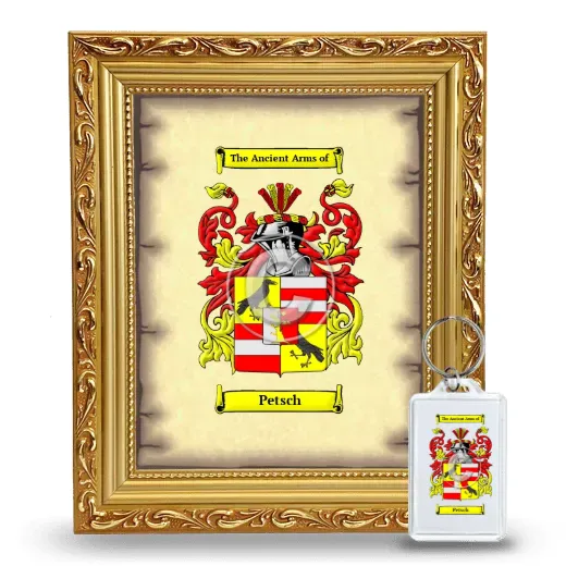 Petsch Framed Coat of Arms and Keychain - Gold