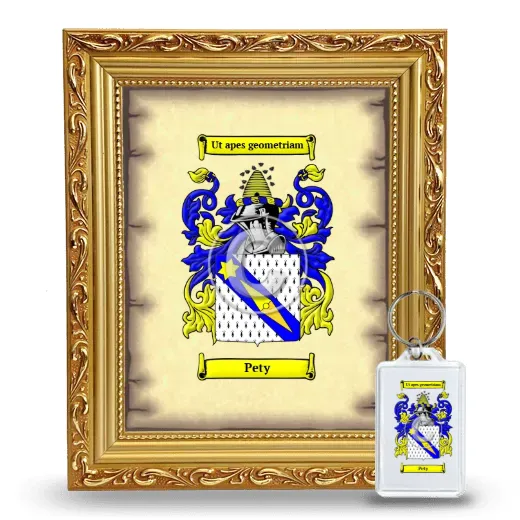 Pety Framed Coat of Arms and Keychain - Gold