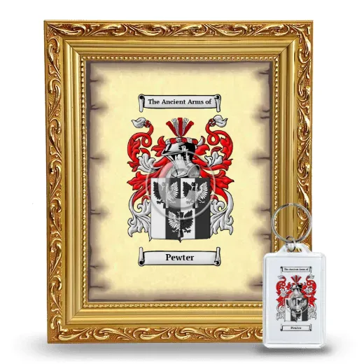 Pewter Framed Coat of Arms and Keychain - Gold