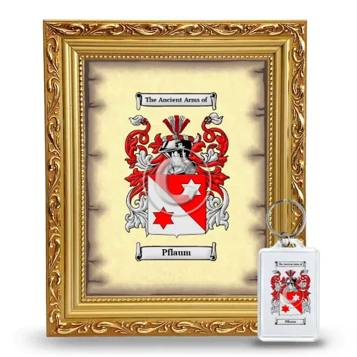 Pflaum Framed Coat of Arms and Keychain - Gold