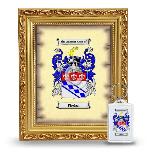 Phelan Framed Coat of Arms and Keychain - Gold