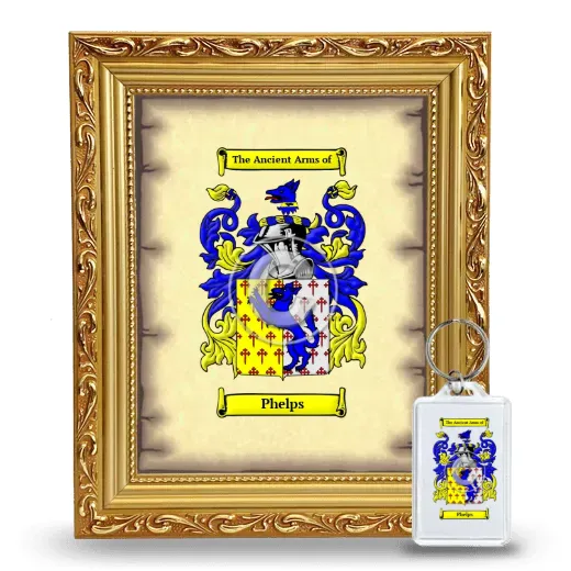 Phelps Framed Coat of Arms and Keychain - Gold