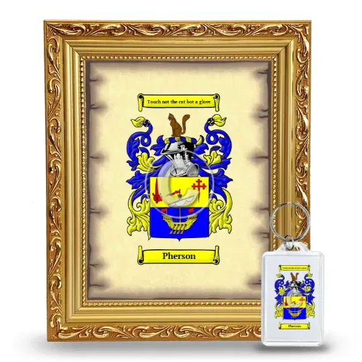 Pherson Framed Coat of Arms and Keychain - Gold
