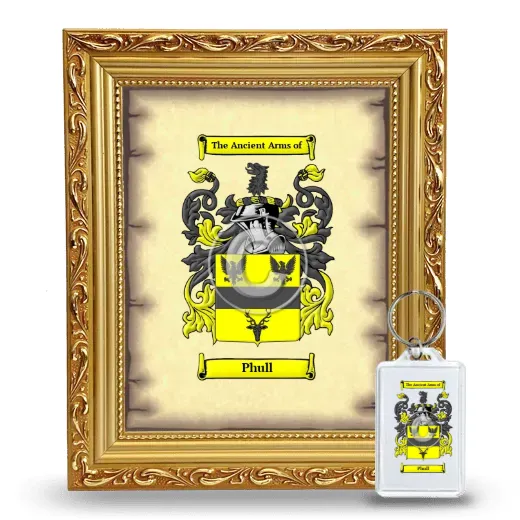 Phull Framed Coat of Arms and Keychain - Gold