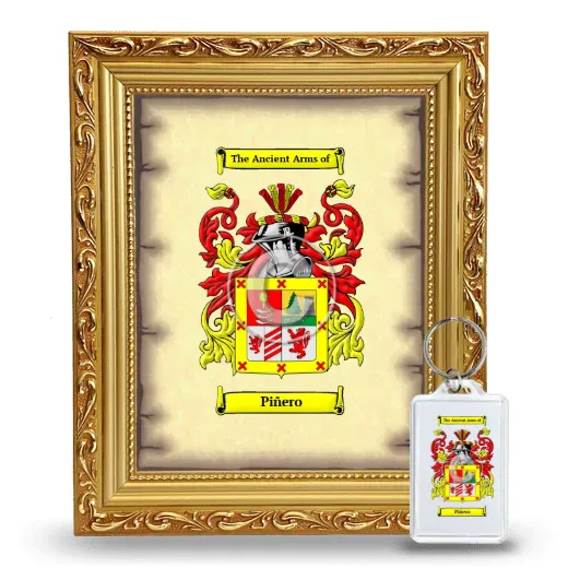 Piñero Framed Coat of Arms and Keychain - Gold