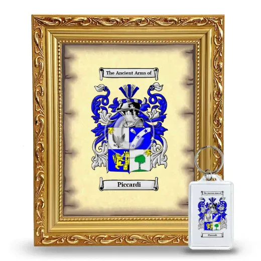 Piccardi Framed Coat of Arms and Keychain - Gold