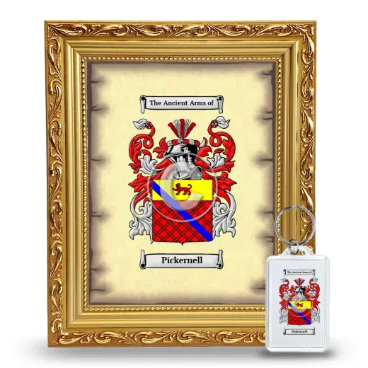 Pickernell Framed Coat of Arms and Keychain - Gold