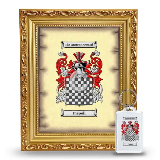 Piepoli Framed Coat of Arms and Keychain - Gold