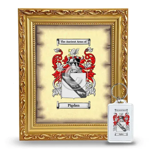 Pigdan Framed Coat of Arms and Keychain - Gold