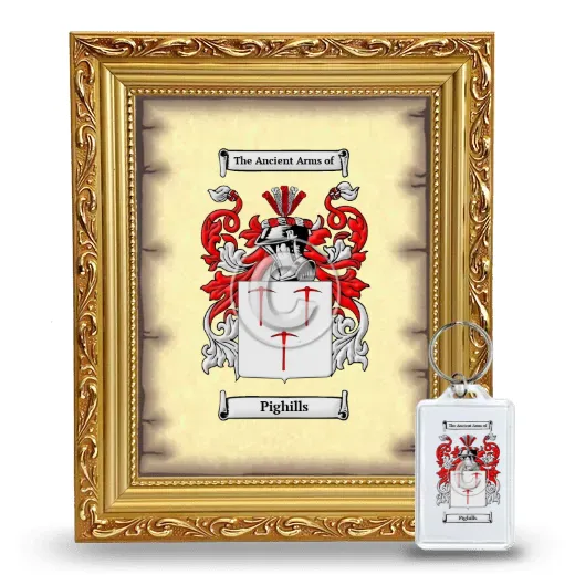 Pighills Framed Coat of Arms and Keychain - Gold