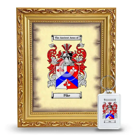 Pike Framed Coat of Arms and Keychain - Gold