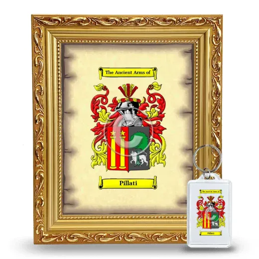 Pillati Framed Coat of Arms and Keychain - Gold