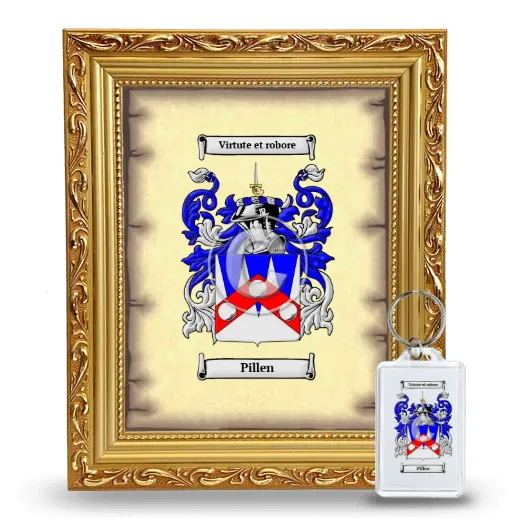Pillen Framed Coat of Arms and Keychain - Gold