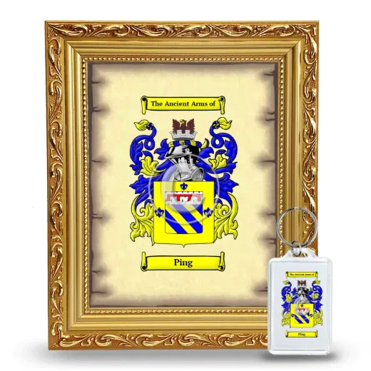 Ping Framed Coat of Arms and Keychain - Gold
