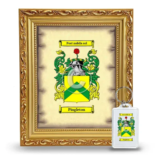 Pingleton Framed Coat of Arms and Keychain - Gold