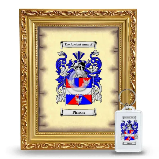 Pinson Framed Coat of Arms and Keychain - Gold