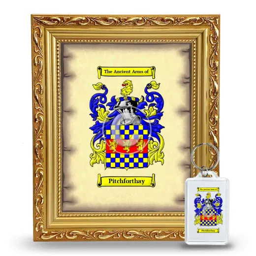 Pitchforthay Framed Coat of Arms and Keychain - Gold