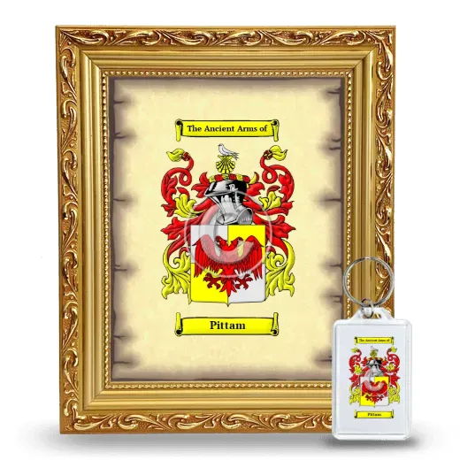 Pittam Framed Coat of Arms and Keychain - Gold