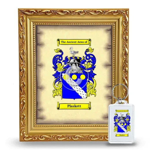 Plaskett Framed Coat of Arms and Keychain - Gold