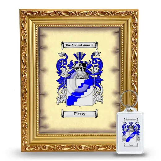 Plessy Framed Coat of Arms and Keychain - Gold