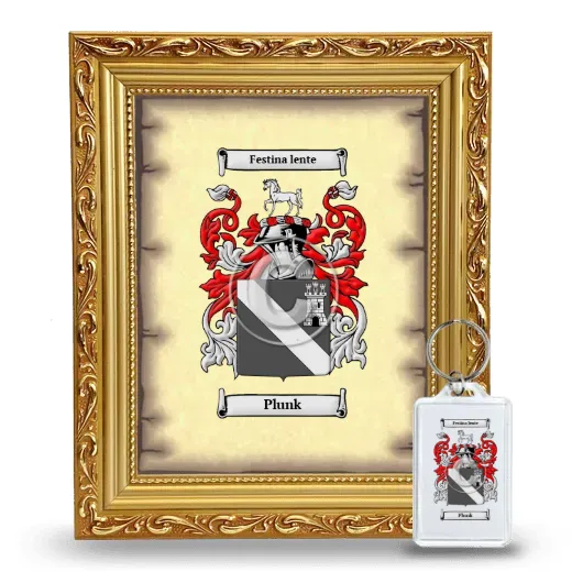 Plunk Framed Coat of Arms and Keychain - Gold