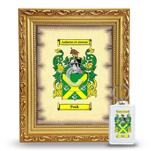 Poak Framed Coat of Arms and Keychain - Gold