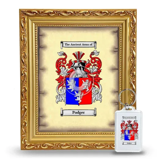 Podger Framed Coat of Arms and Keychain - Gold