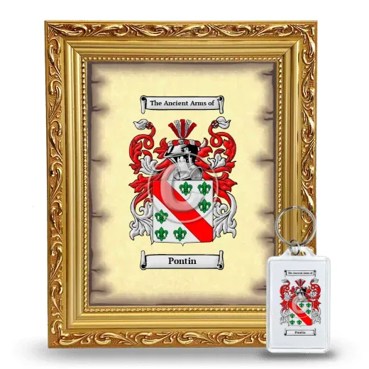 Pontin Framed Coat of Arms and Keychain - Gold