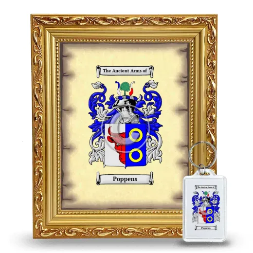 Poppens Framed Coat of Arms and Keychain - Gold