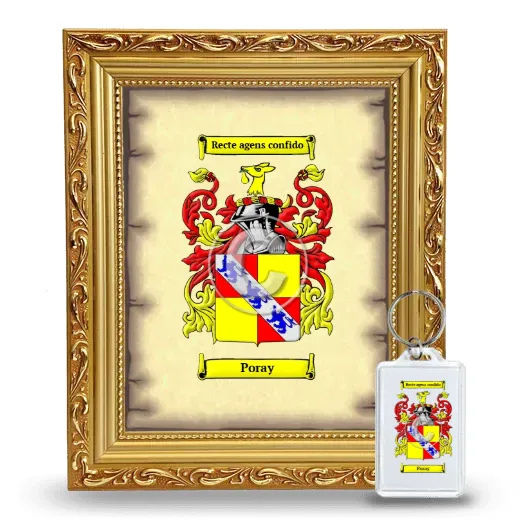 Poray Framed Coat of Arms and Keychain - Gold