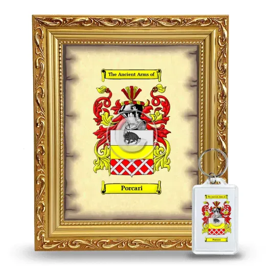 Porcari Framed Coat of Arms and Keychain - Gold