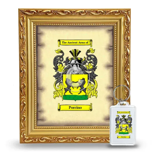 Porcino Framed Coat of Arms and Keychain - Gold