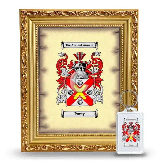 Porey Framed Coat of Arms and Keychain - Gold