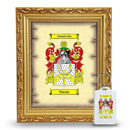 Porsen Framed Coat of Arms and Keychain - Gold