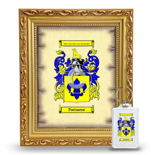 Portment Framed Coat of Arms and Keychain - Gold