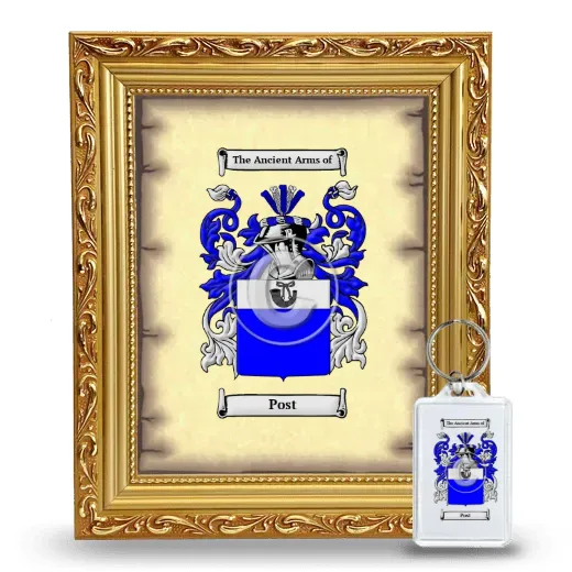 Post Framed Coat of Arms and Keychain - Gold