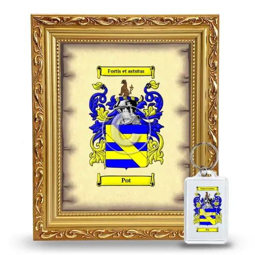 Pot Framed Coat of Arms and Keychain - Gold