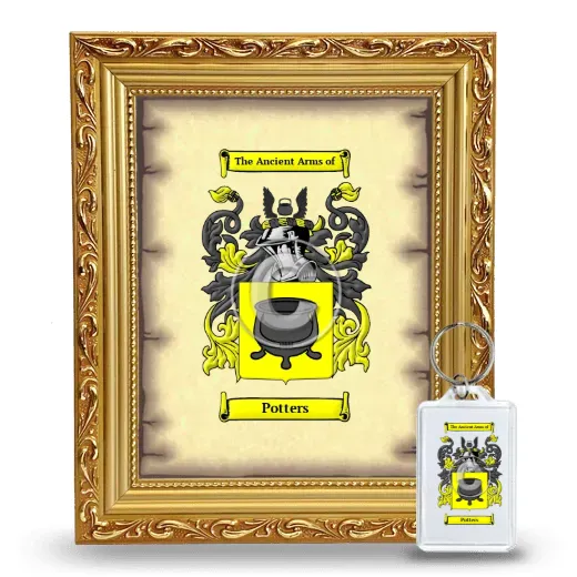 Potters Framed Coat of Arms and Keychain - Gold