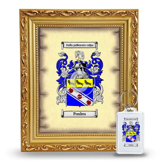 Poulen Framed Coat of Arms and Keychain - Gold