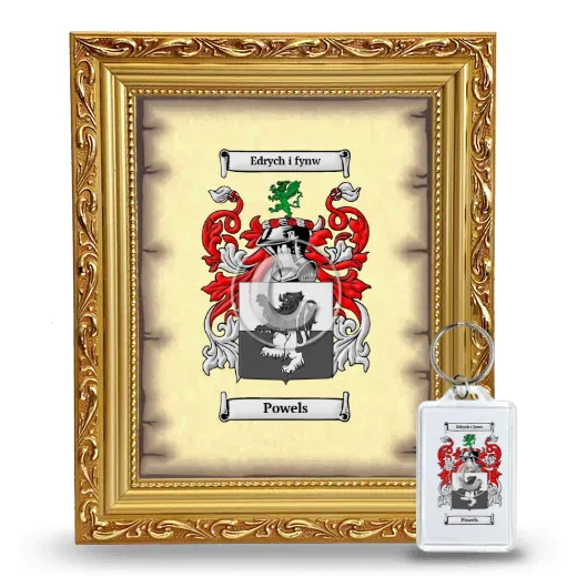 Powels Framed Coat of Arms and Keychain - Gold