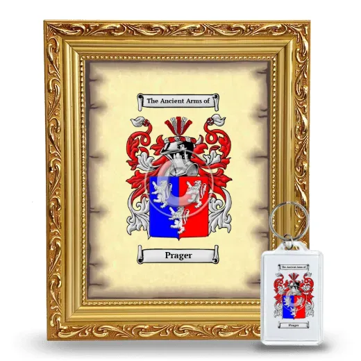 Prager Framed Coat of Arms and Keychain - Gold