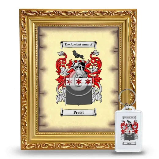 Preist Framed Coat of Arms and Keychain - Gold